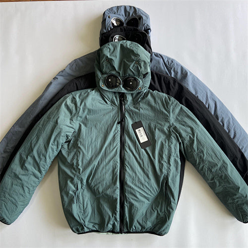 Hooded Puffer Jacket with Integrated Goggles