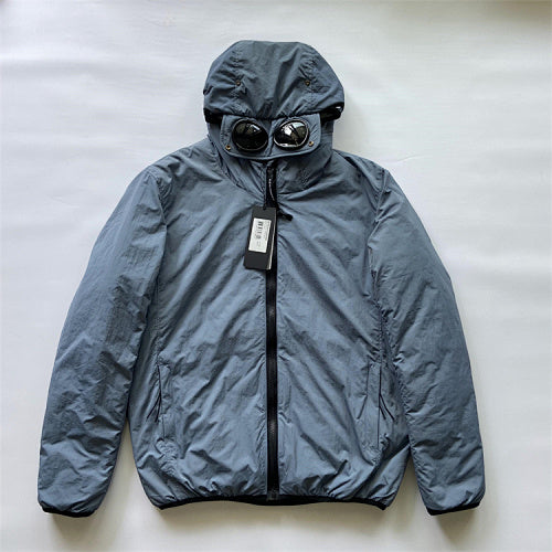 Hooded Puffer Jacket with Integrated Goggles