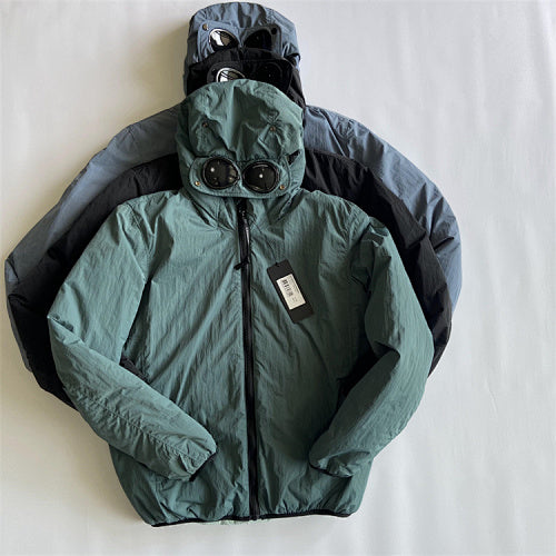 Hooded Puffer Jacket with Integrated Goggles