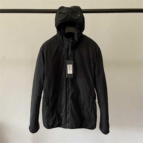 Hooded Puffer Jacket with Integrated Goggles