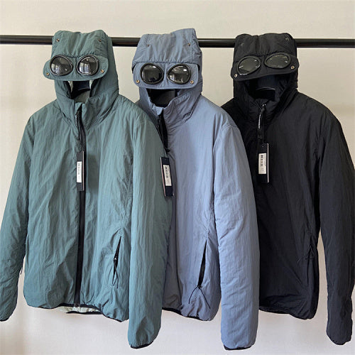 Hooded Puffer Jacket with Integrated Goggles