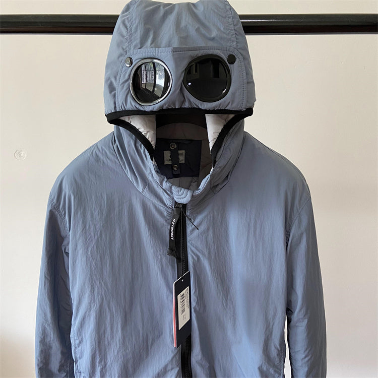 Hooded Puffer Jacket with Integrated Goggles