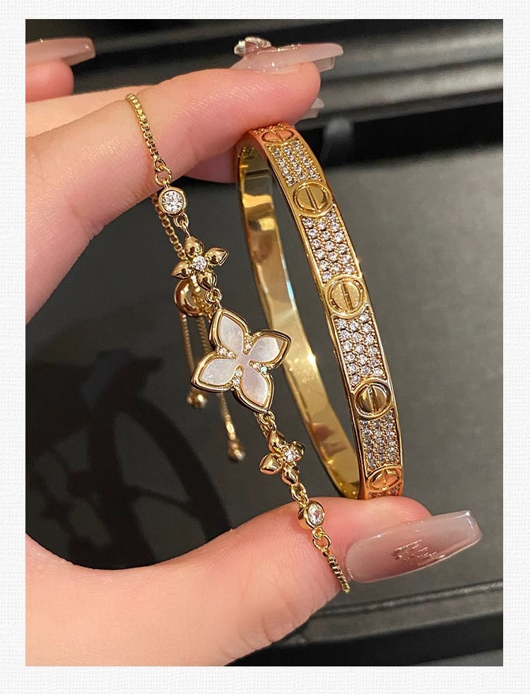 Pavé Screw Bangle Bracelet