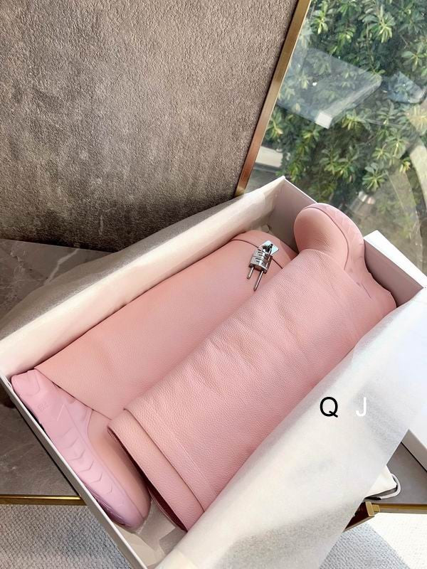 Leather Platform Knee Boots