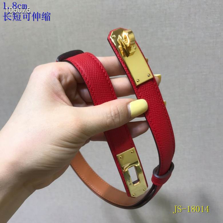 Red Adjustable Leather Belt 18MM