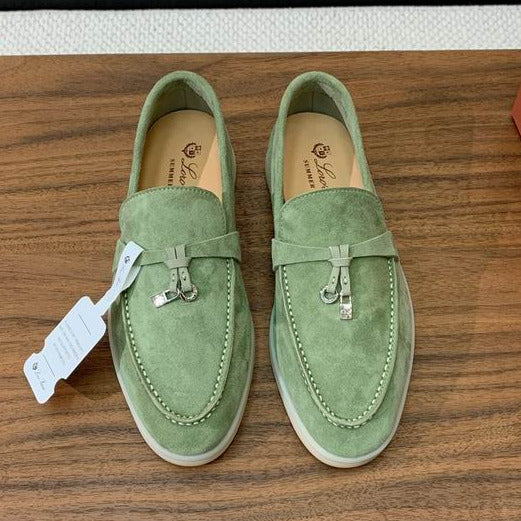 Pistachio Green Suede Loafers