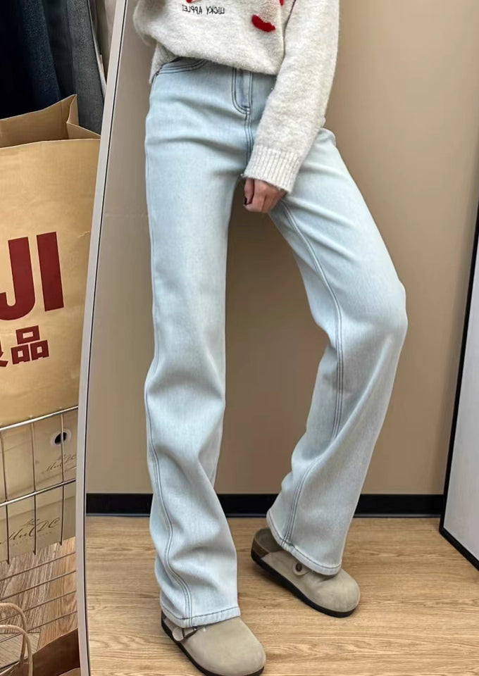 Fleece-Lined Denim Pants