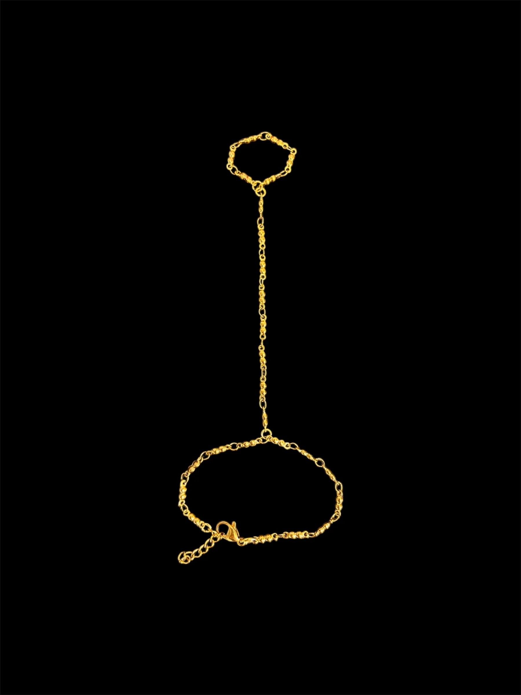 Minimal Hand Chain Bracelet with Ring Link