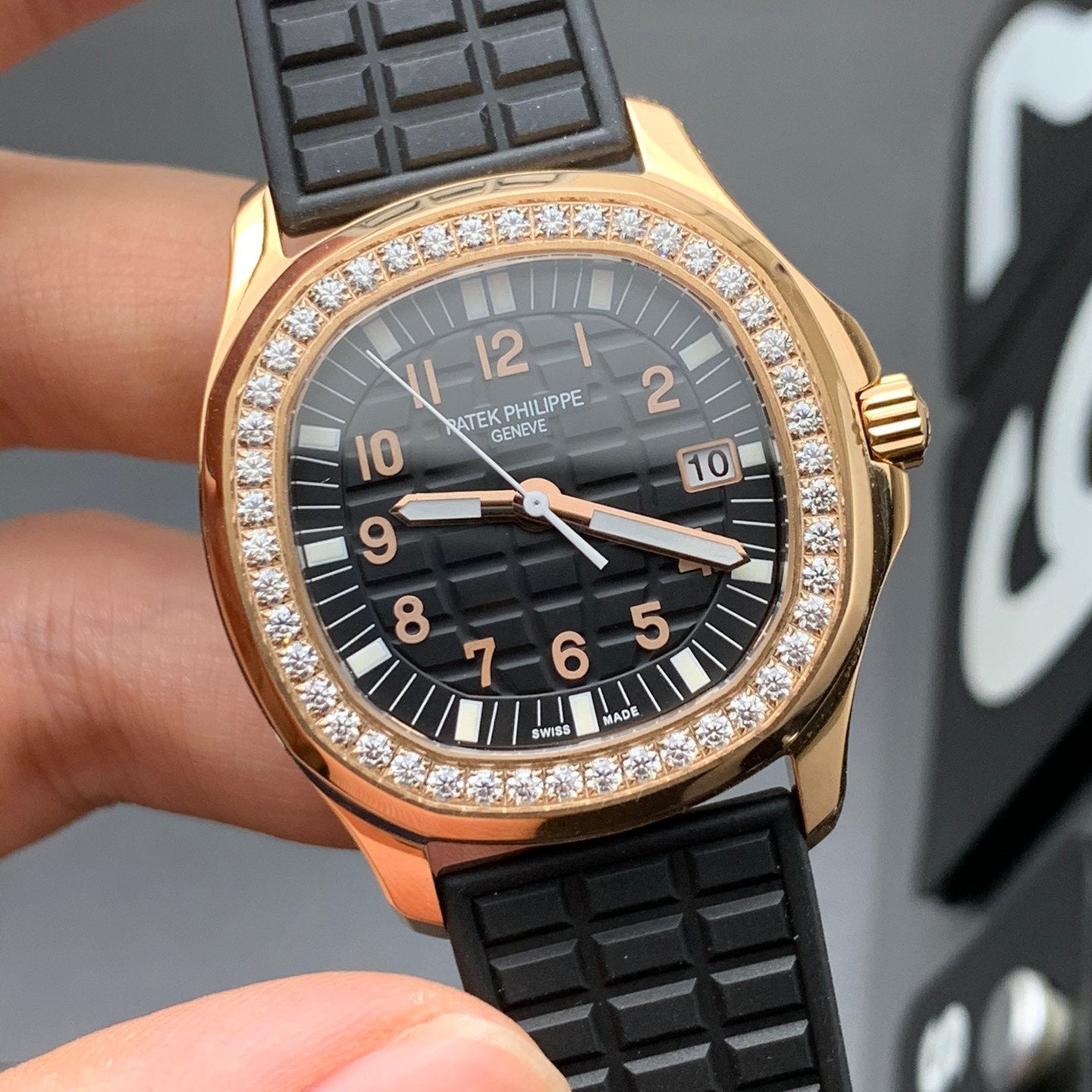 Rose Gold Diamond Bezel Sport Watch 38 mm