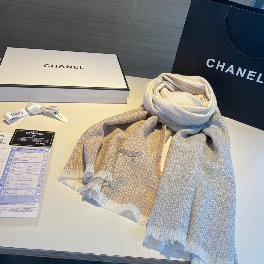 Beige-Toned Cashmere Scarf