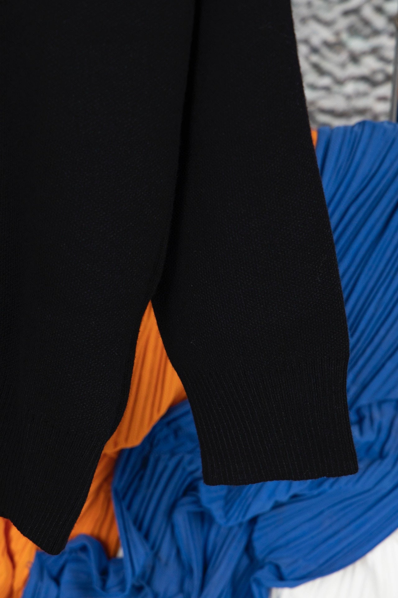 Black Knit Sweater with Pocket Detail