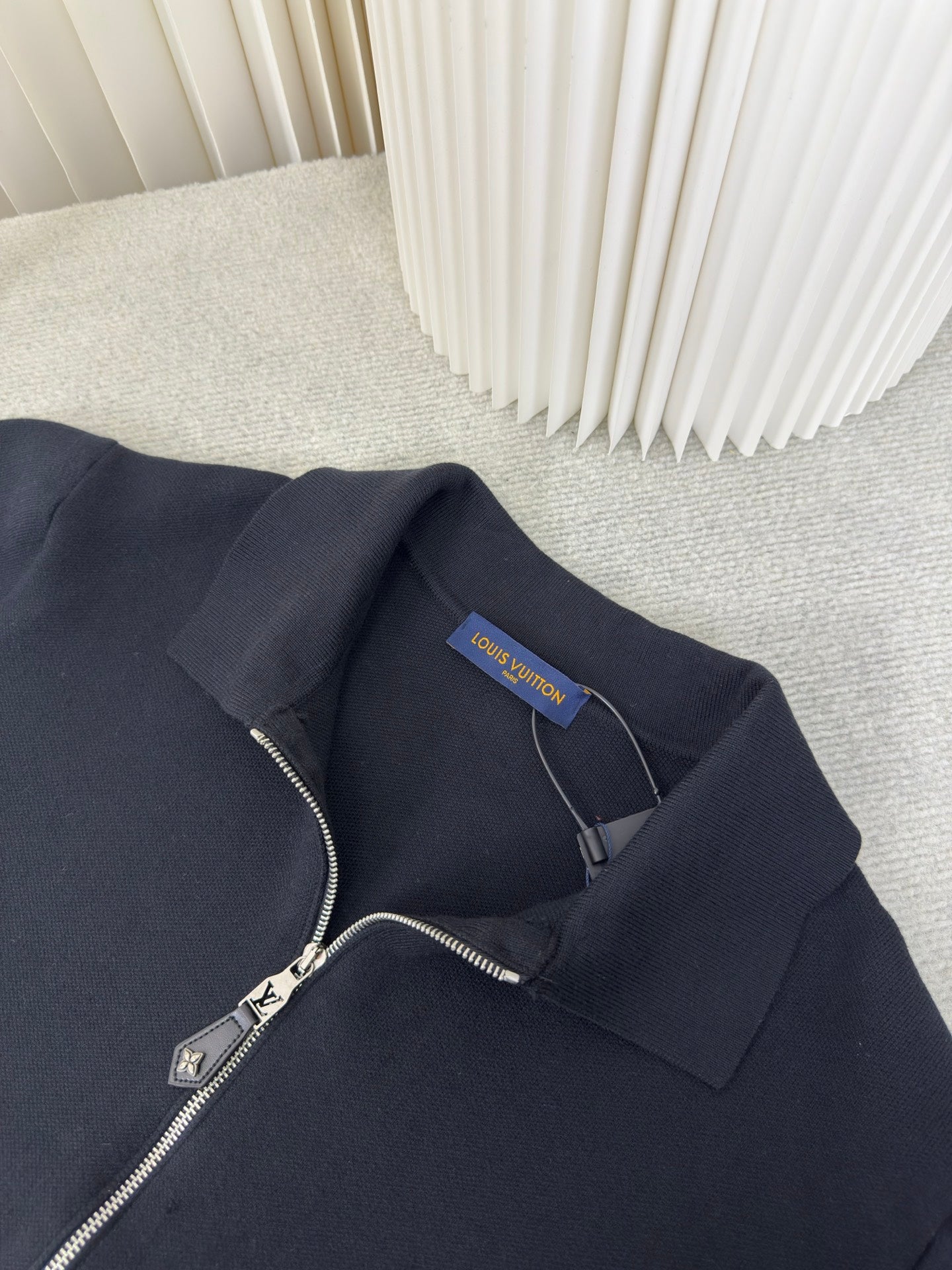 Wool Knit Cardigan with Leather