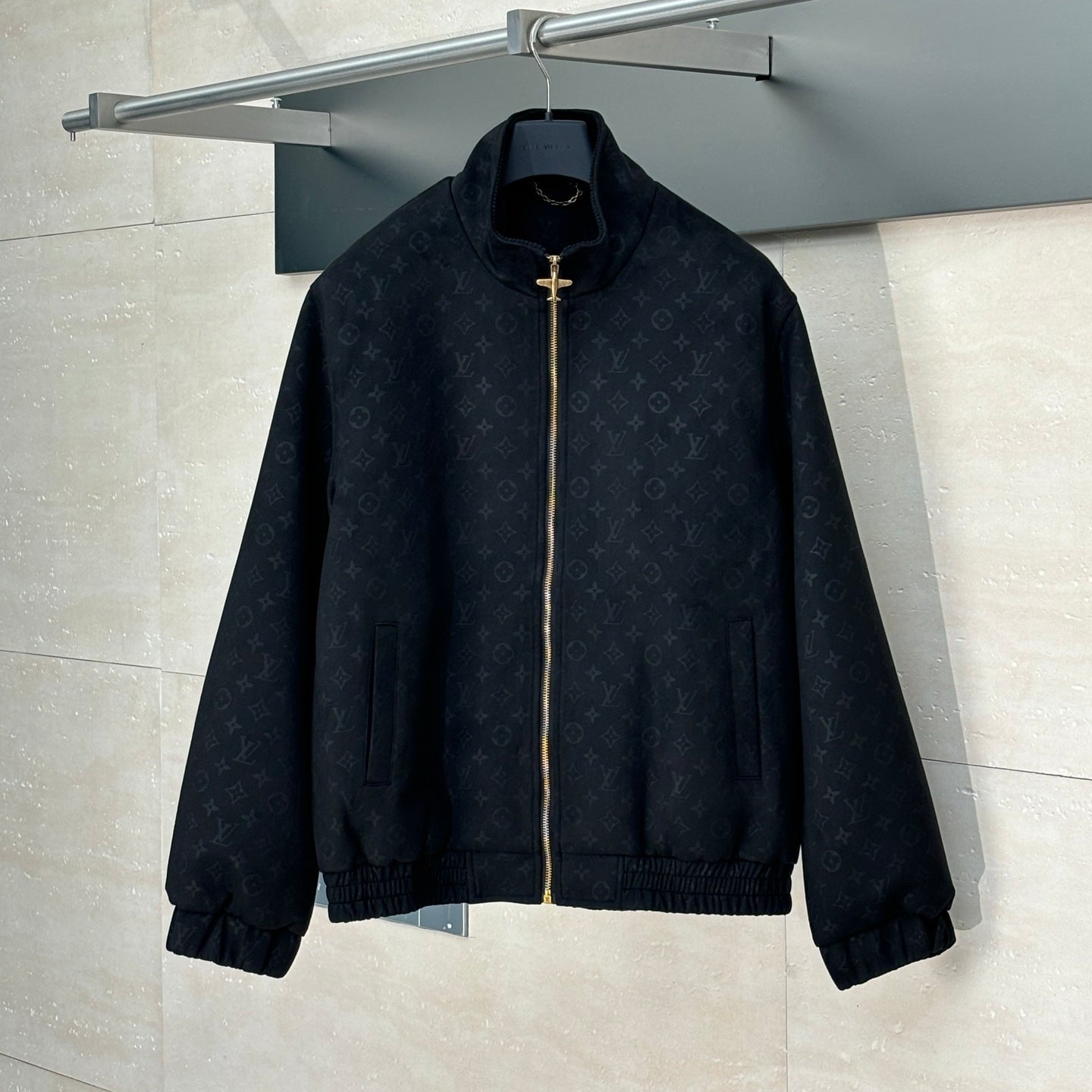 All-Over Monogram Leather-Style Jacket