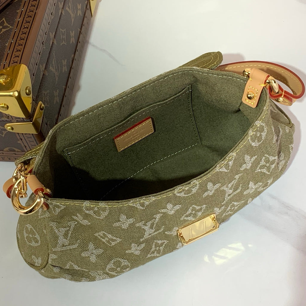 Vintage Denim Shoulder Bag Green