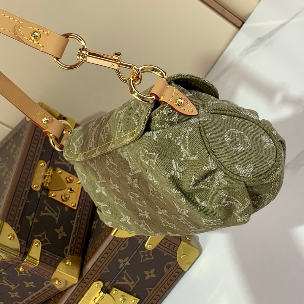 Vintage Denim Shoulder Bag Green