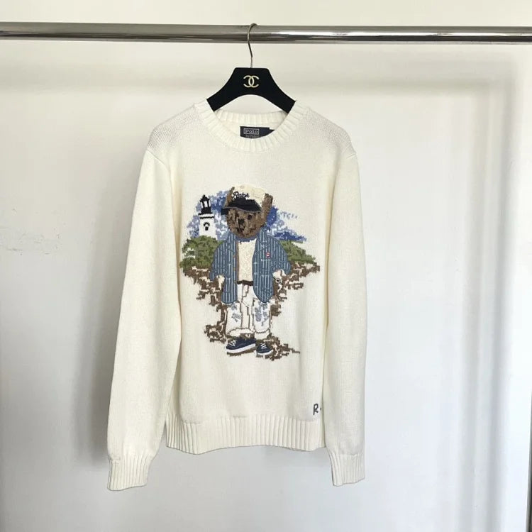 Cream Coastal Bear Knit Sweater